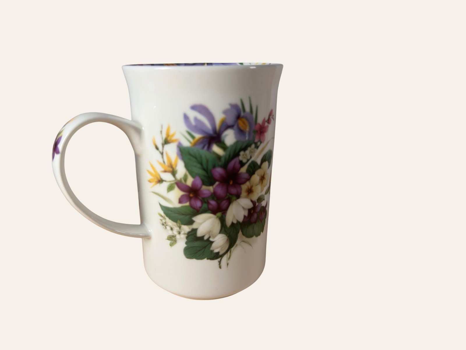Floral Bone China Mug, Saint George Motif, English Vintage Style