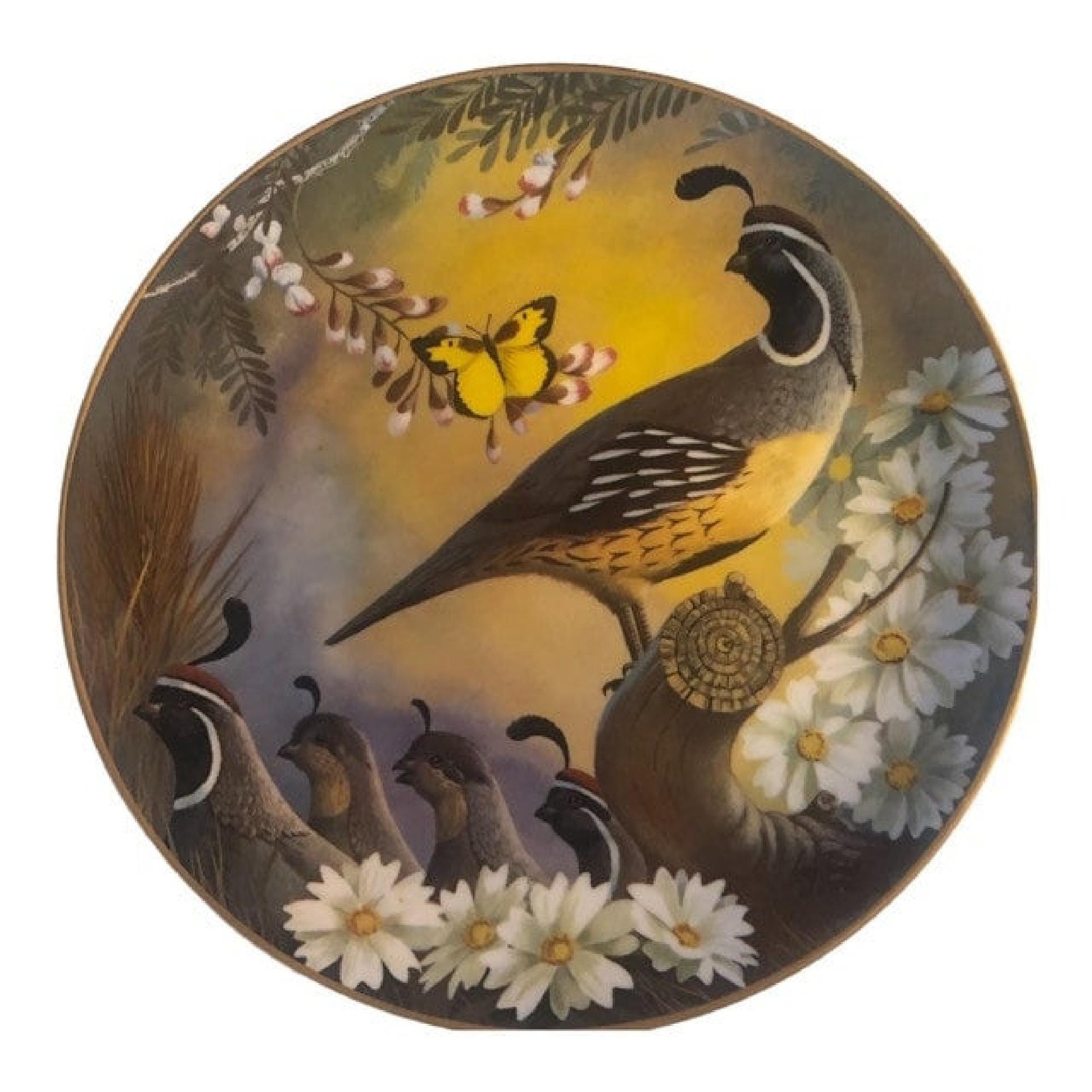 Gambel Quail Porcelain WALL DECOR, Limited Edition Bird Art, Larry Toschik Signed Wall Hanging
