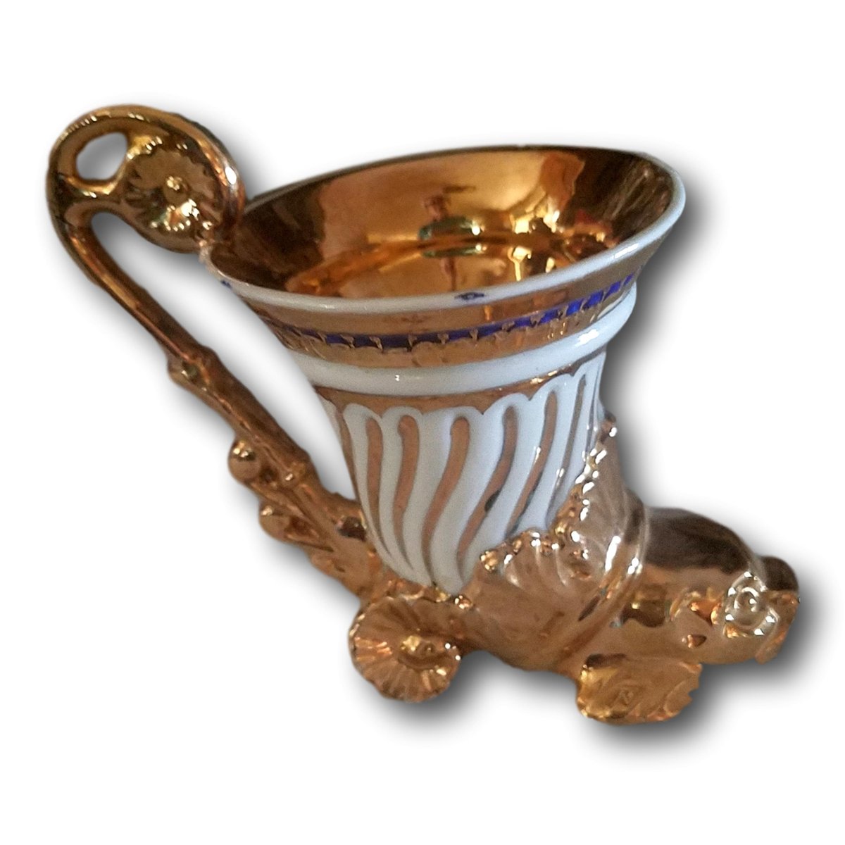 Goldfish Teacup, Porcelain Fancy Teacup, Heavy Gold Design