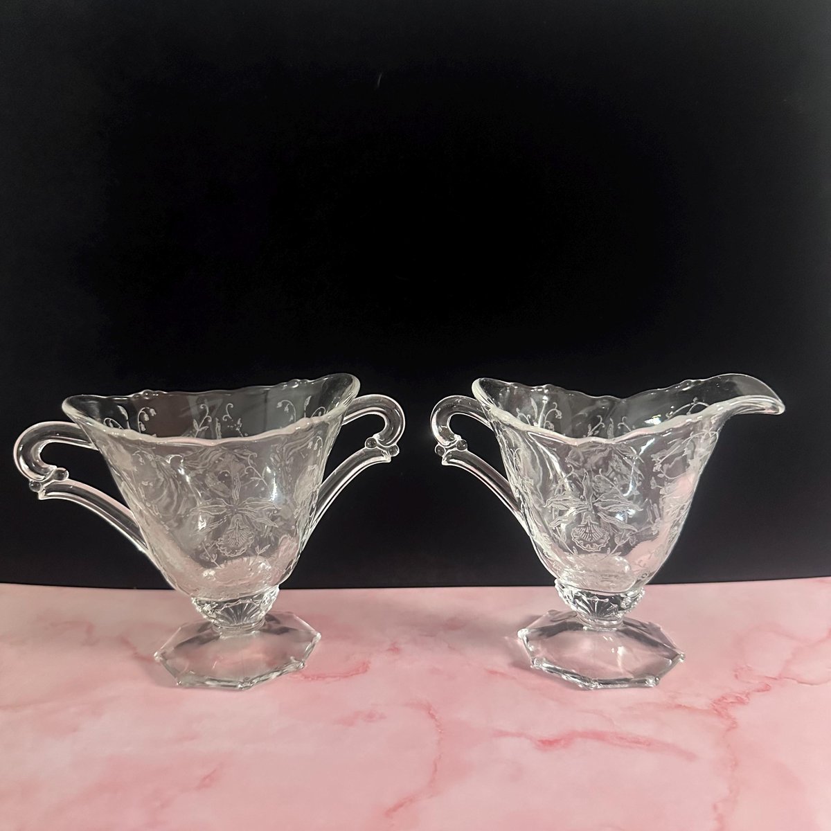Heisey Orchid Set Crystal, Classic Table Decor, Vintage Wedding Tableware