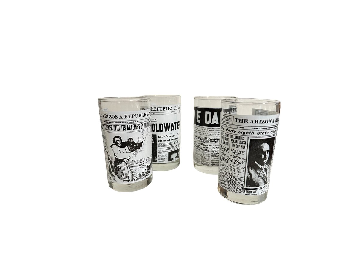 Historic Headline Newspaper Drinking Glasses | Highball Glasses Arizona Republic