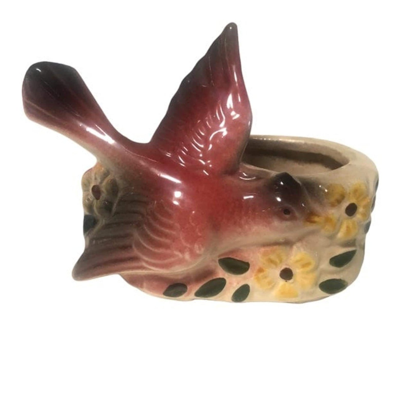 House Plant Decor Red Cardinal Ceramic Windowsill Planter Vase