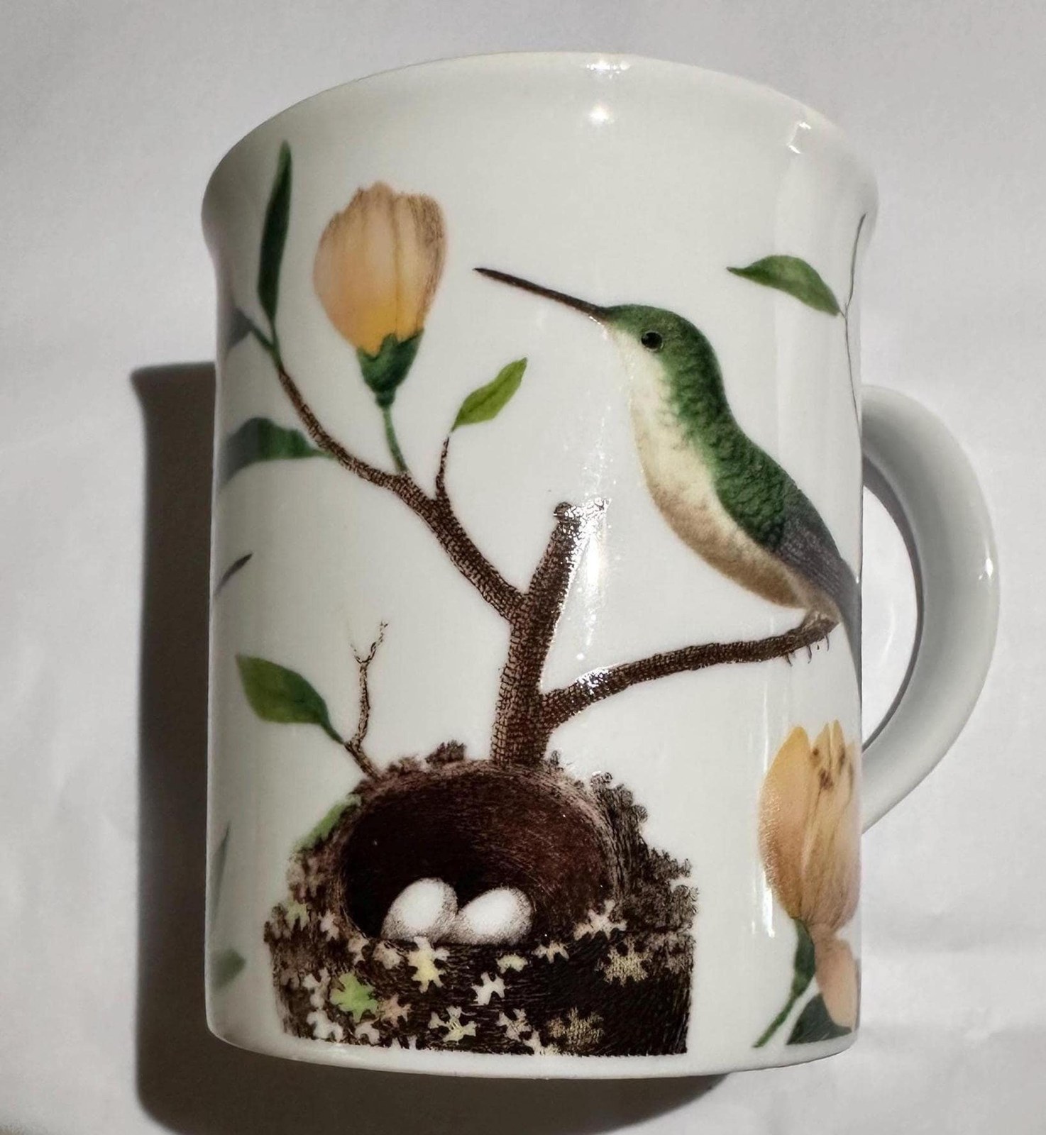 Hummingbird Mug, Porcelain Coffee Mug, Hand Painted Bird Art