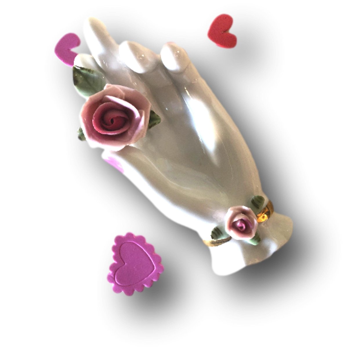 Lefton China Vintage Dainty Lady Hand Figurine with Rose