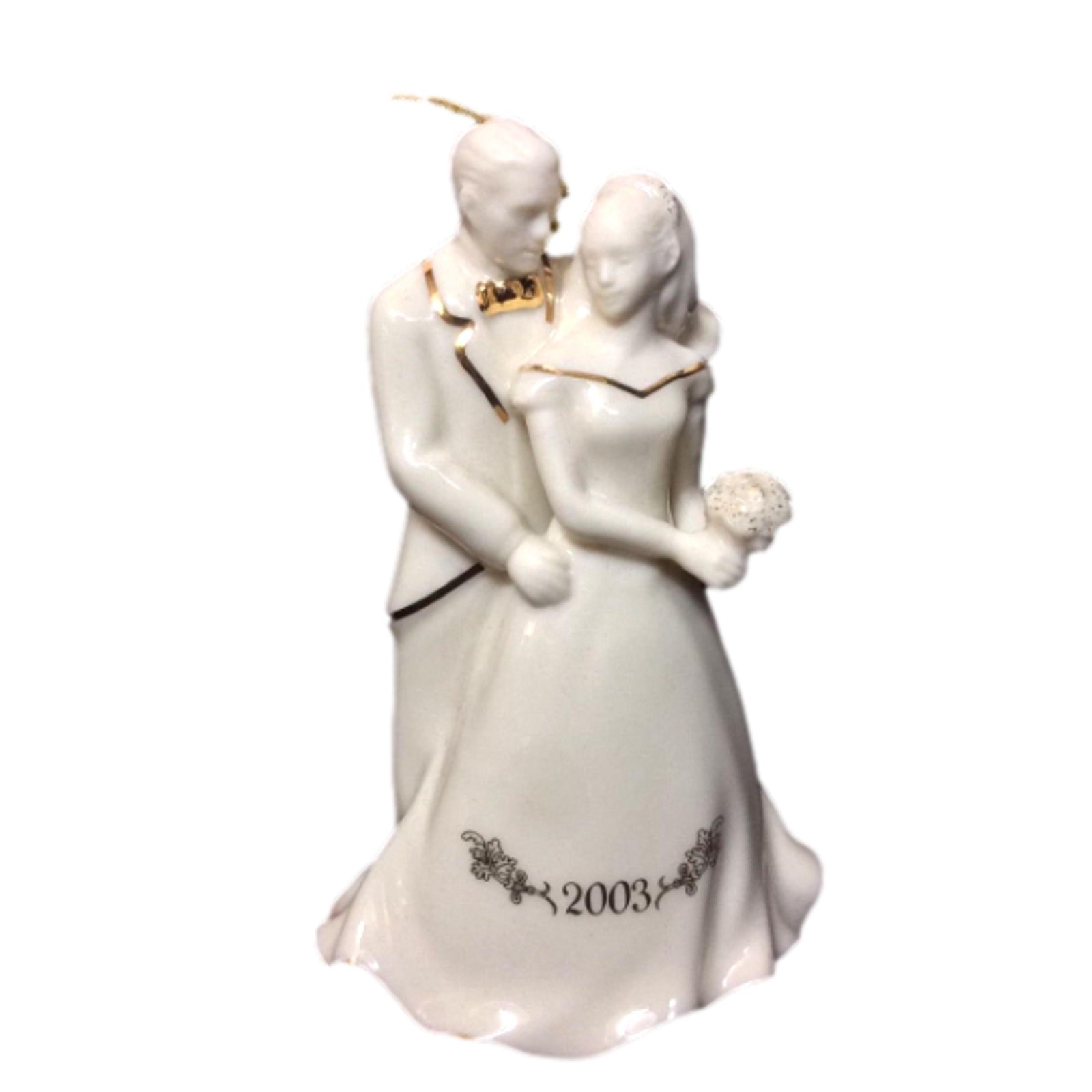 Lenox Bride and Groom Ornament, 2003 Anniversary Decor, Ivory Wedding Tree Accent, No Box