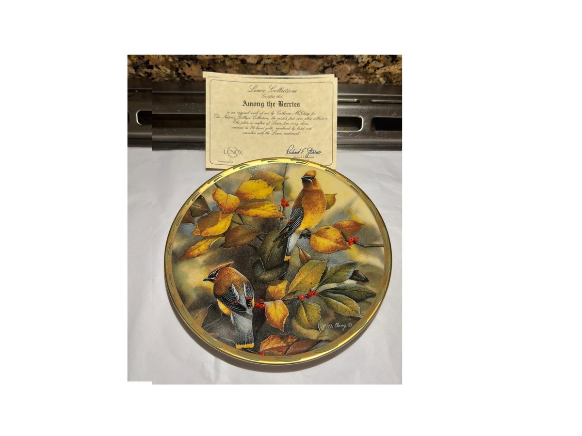 Lenox Cedar Waxwing, Porcelain Plate, Among the Berries, Nature Art Wall Decor