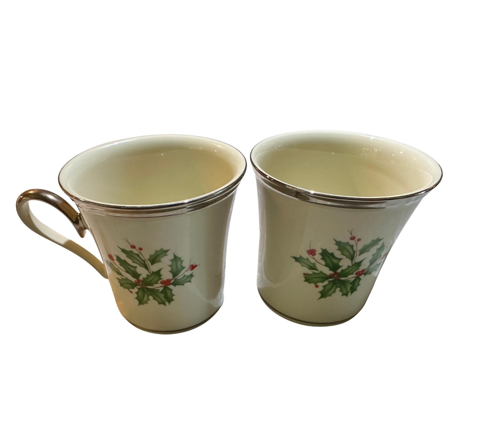 Lenox Christmas China Holiday Platinum Coffee Mugs Set of 4