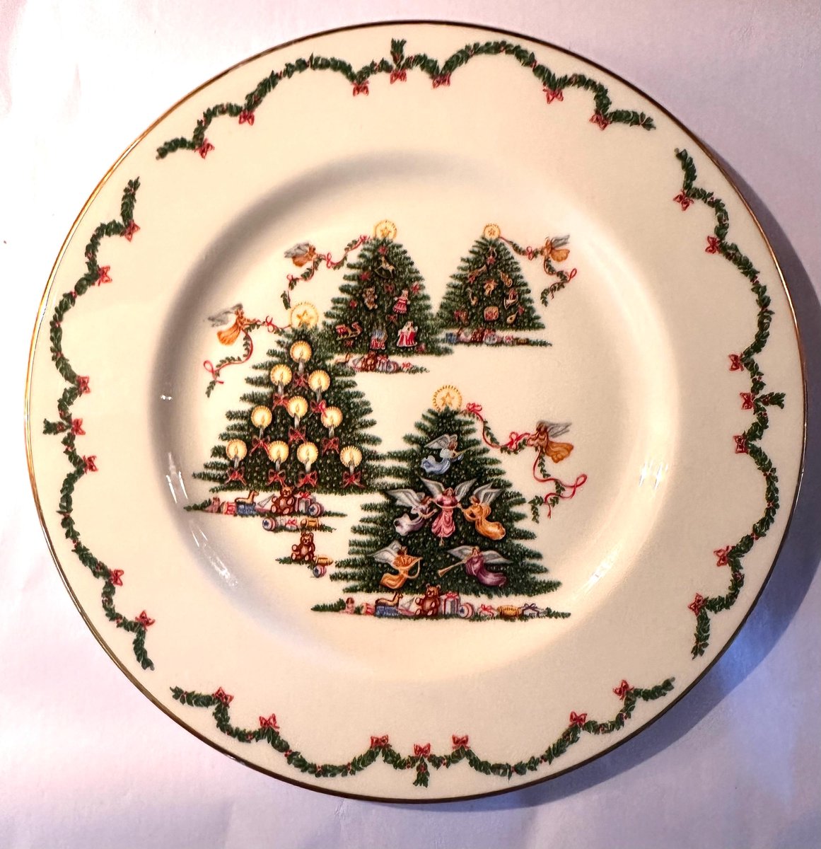 Lenox Joy Plate, Tree Motif Plate, Gold Trim Holiday China