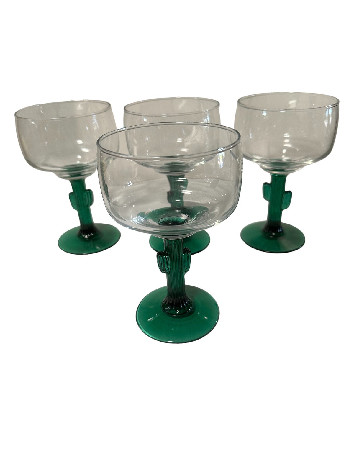 Libbey 10 Ounce Margarita Glasses: Saguaro Cactus Stem Barware, Set of 4
