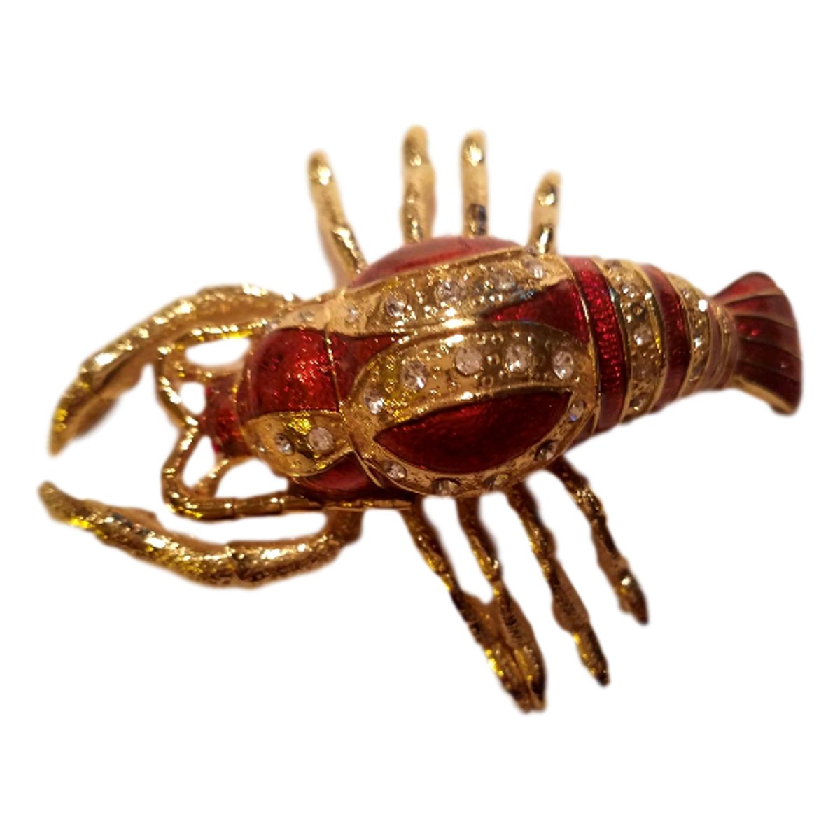 Lobster Trinket Box: Hand Painted Enamel Stash Box