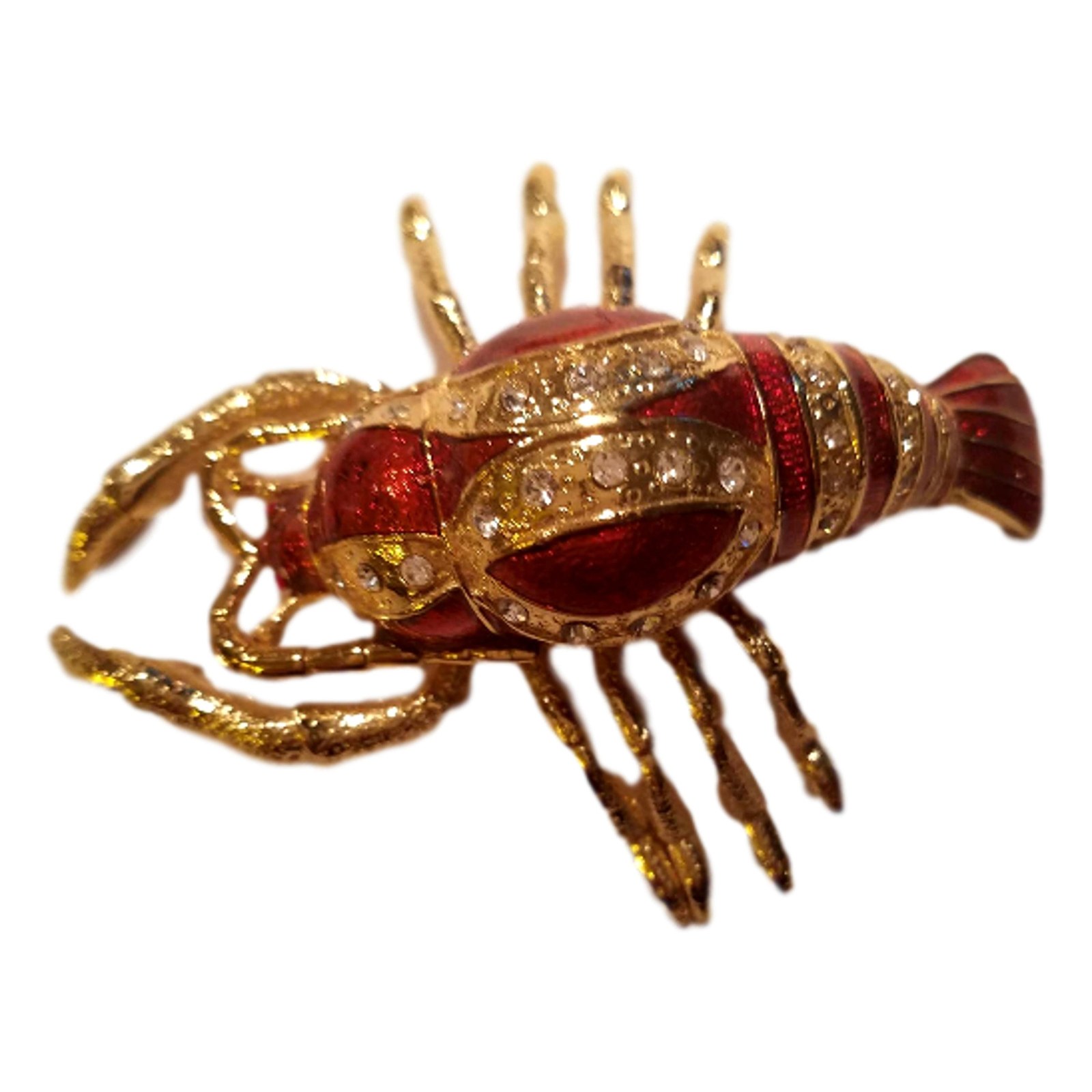 Lobster Trinket Box: Hand Painted Enamel Stash Box