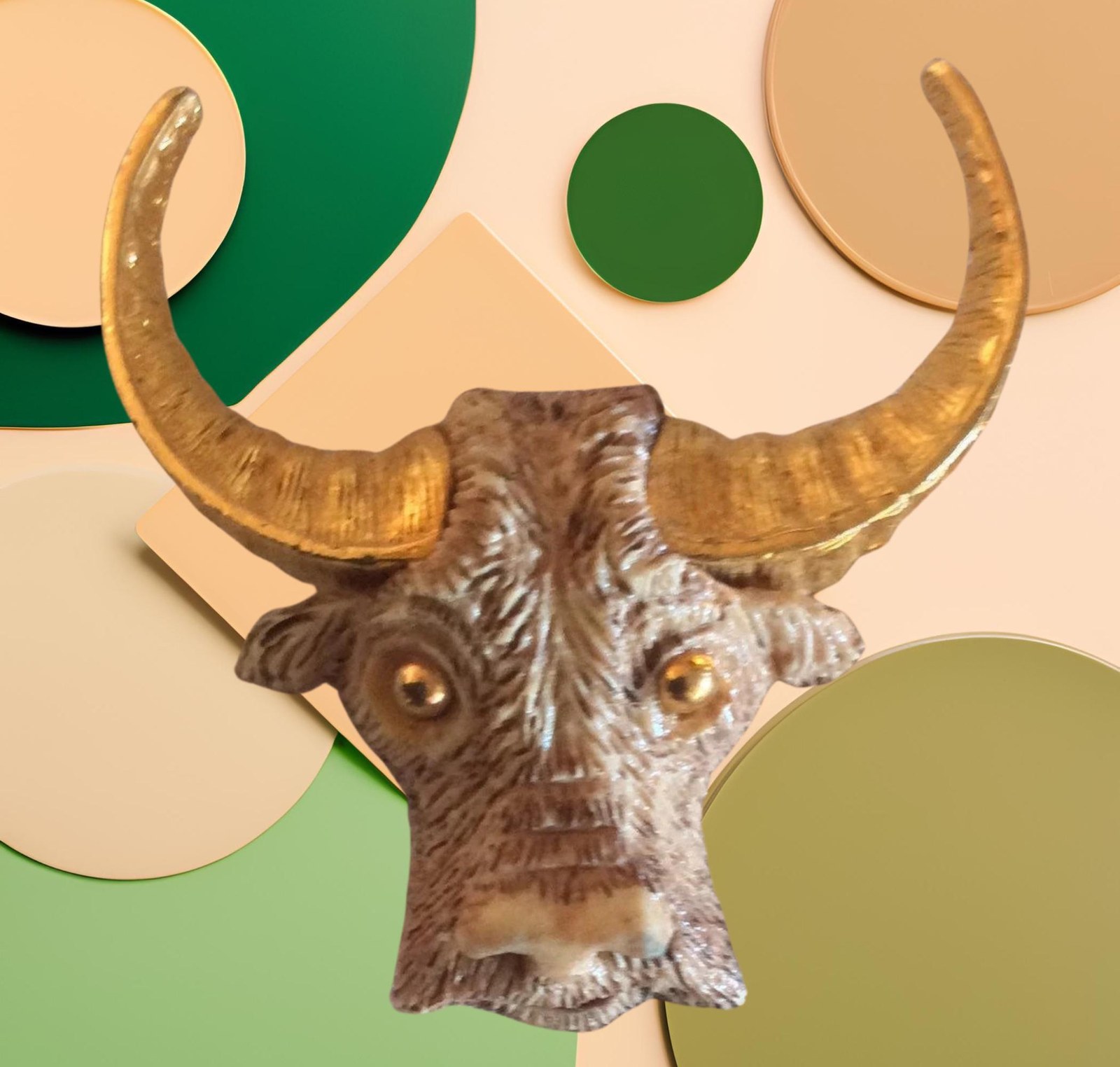 LUCA RAZZA Bull Brooch Taurus Zodiac Pin | Animal Jewelry with Gold-Tone Horns and Eyes