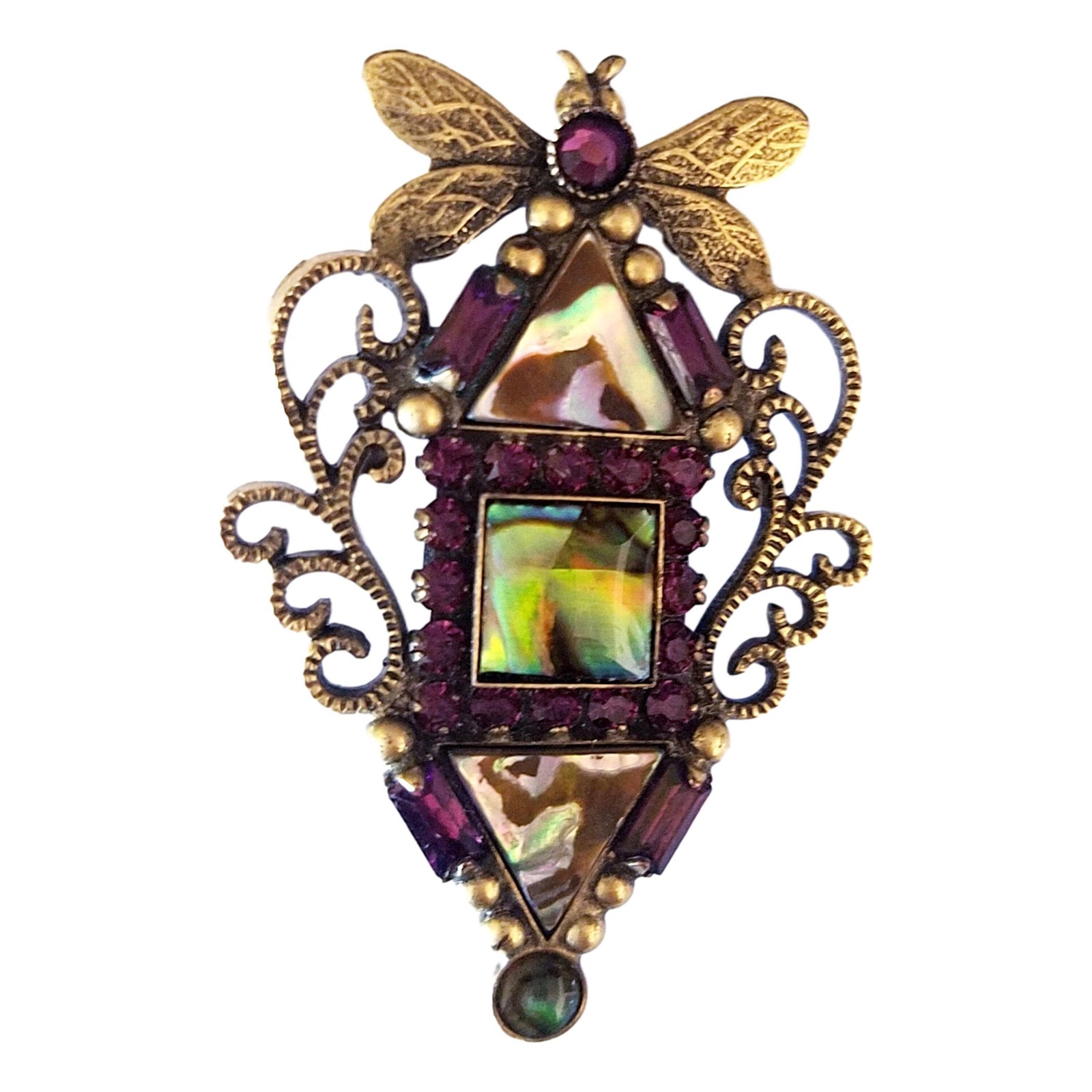 Mary Demarco Dragonfly Brooch Bronze Insect, Sparkly Bug Pin