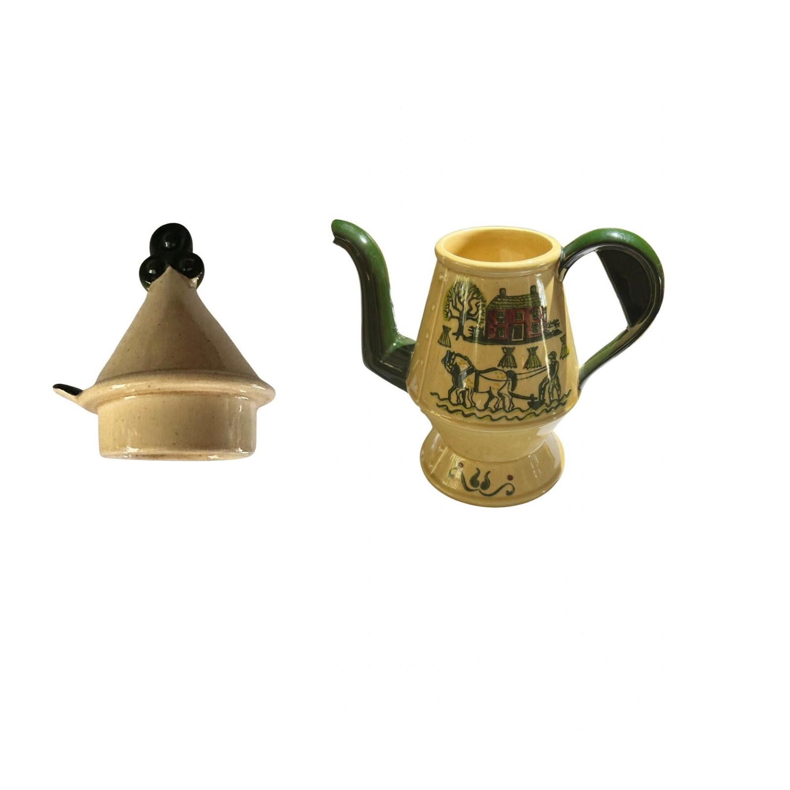 Metlox Tea Pot Poppytrail Beige Green | Retro Pottery | Kitchenware Decor