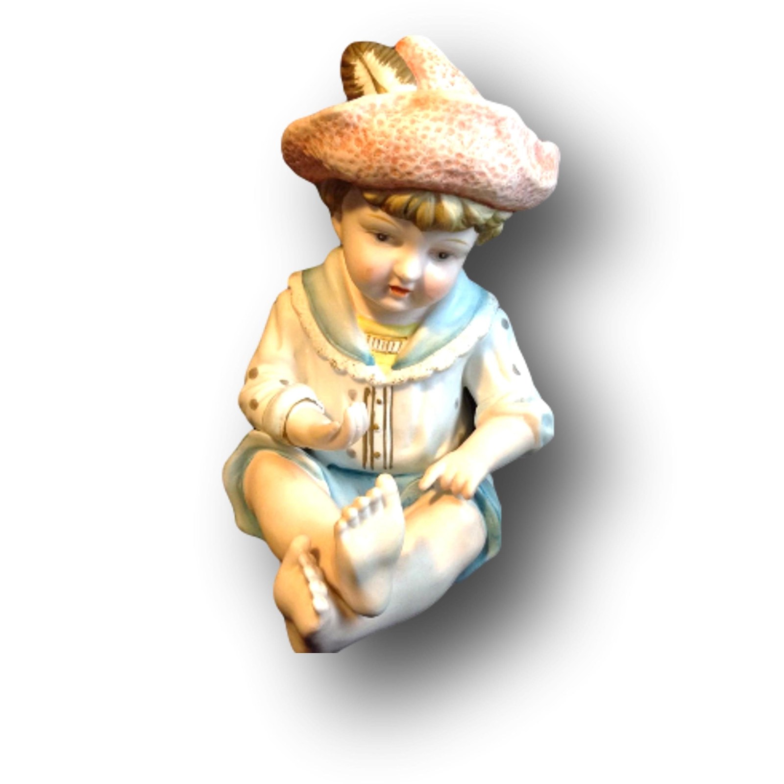 Mid Century Piano Baby Boy Bisque Figurine Bisque Japan #6162