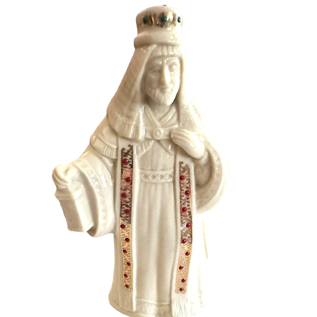 Nativity Figurine King Melchior, Jeweled Collectible, Handcrafted Decor