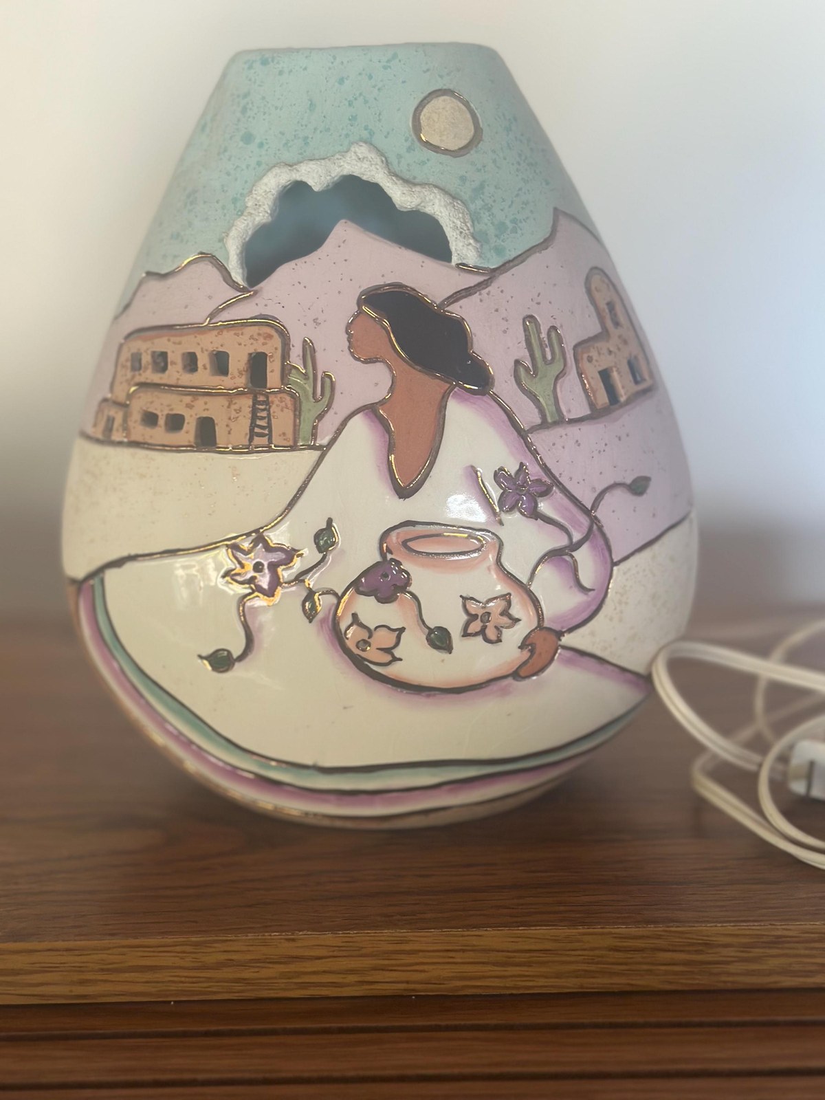 Nizhoni Originals Table Lamp, Southwestern Pottery Decor, Native Style Decor