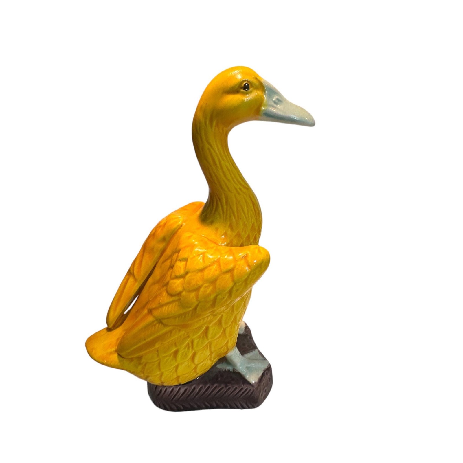 Norcrest Sitting Goose Statue | Bright Yellow Goose Ceramic Figurine