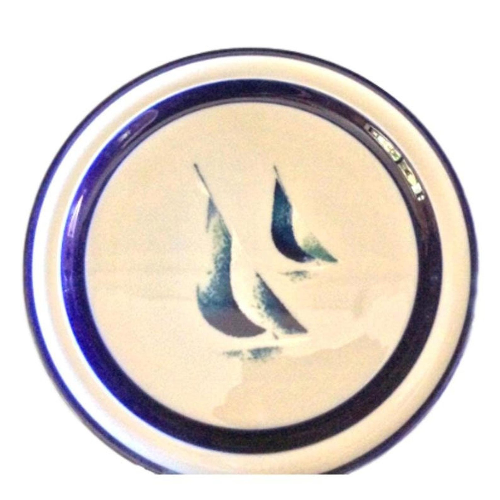 Noritake Running Free Stoneware Sailboat Salad Plates: Coastal Lake House Decor