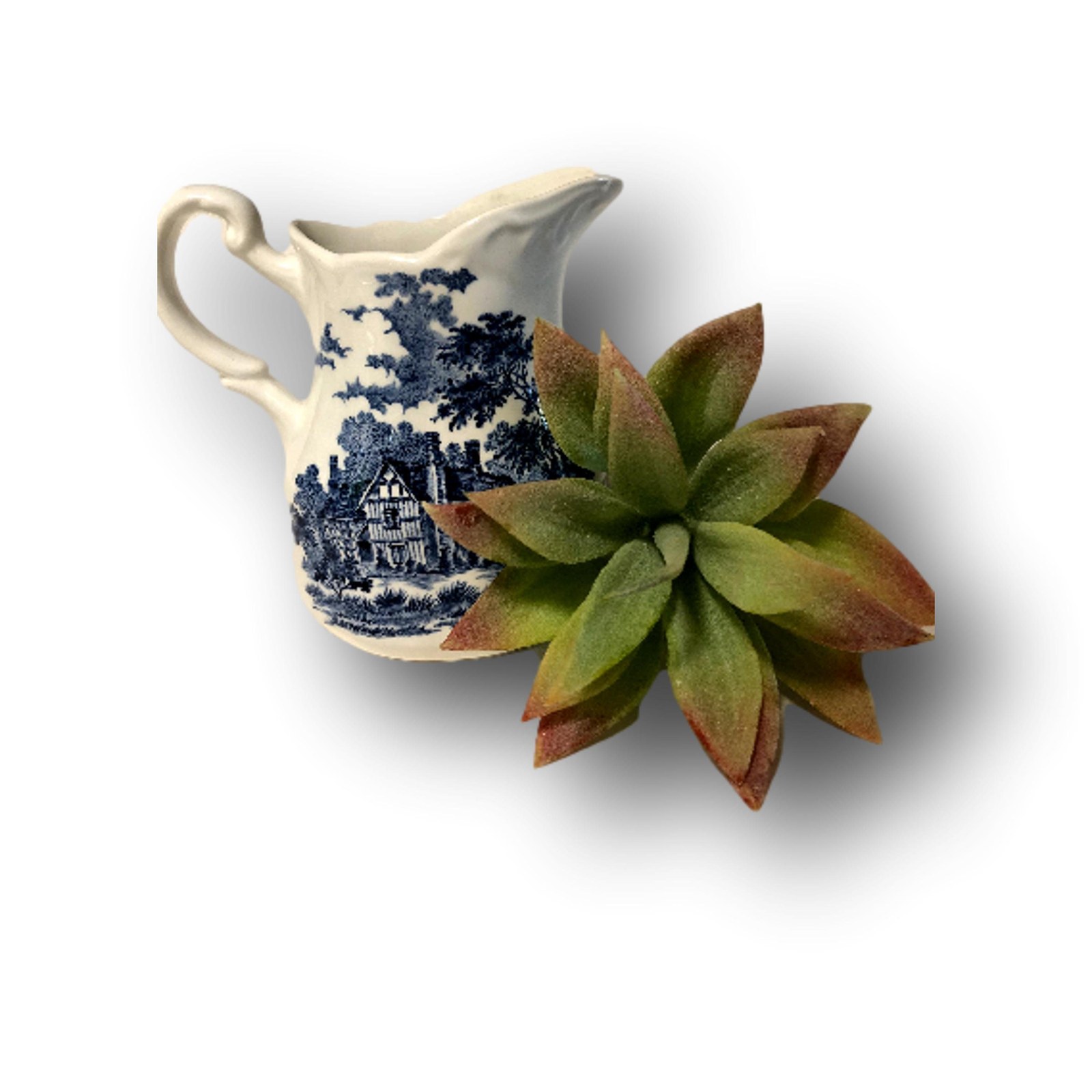 Old World Kitchen JG Meakin Creamer, Blue And White Iron Stone Pitcher, Romantic Design