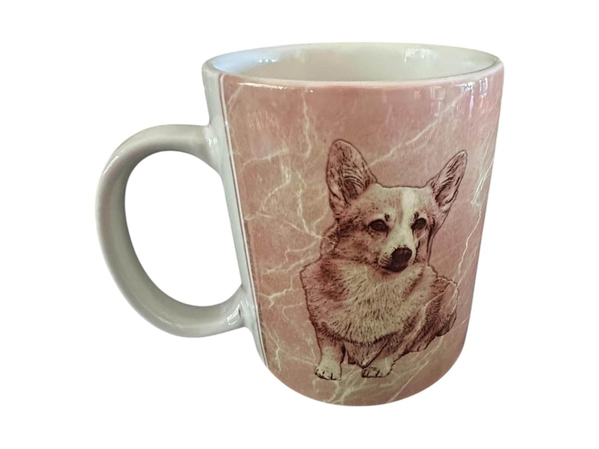 Pembroke Corgi Mug, Ceramic Dog Mug, Retro Coffee Cup