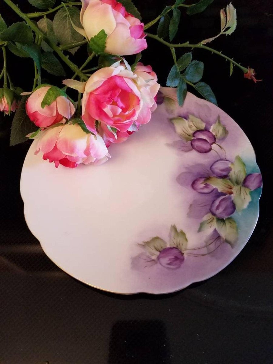 Plum Wall Plate, Bavarian Fruit Art, Heirloom Style Dish for Kitchen Display