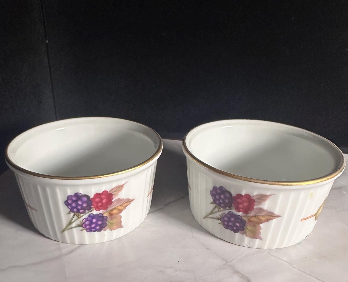 Porcelain Ramekins Royal Worcester Evesham Pattern, Set of 2
