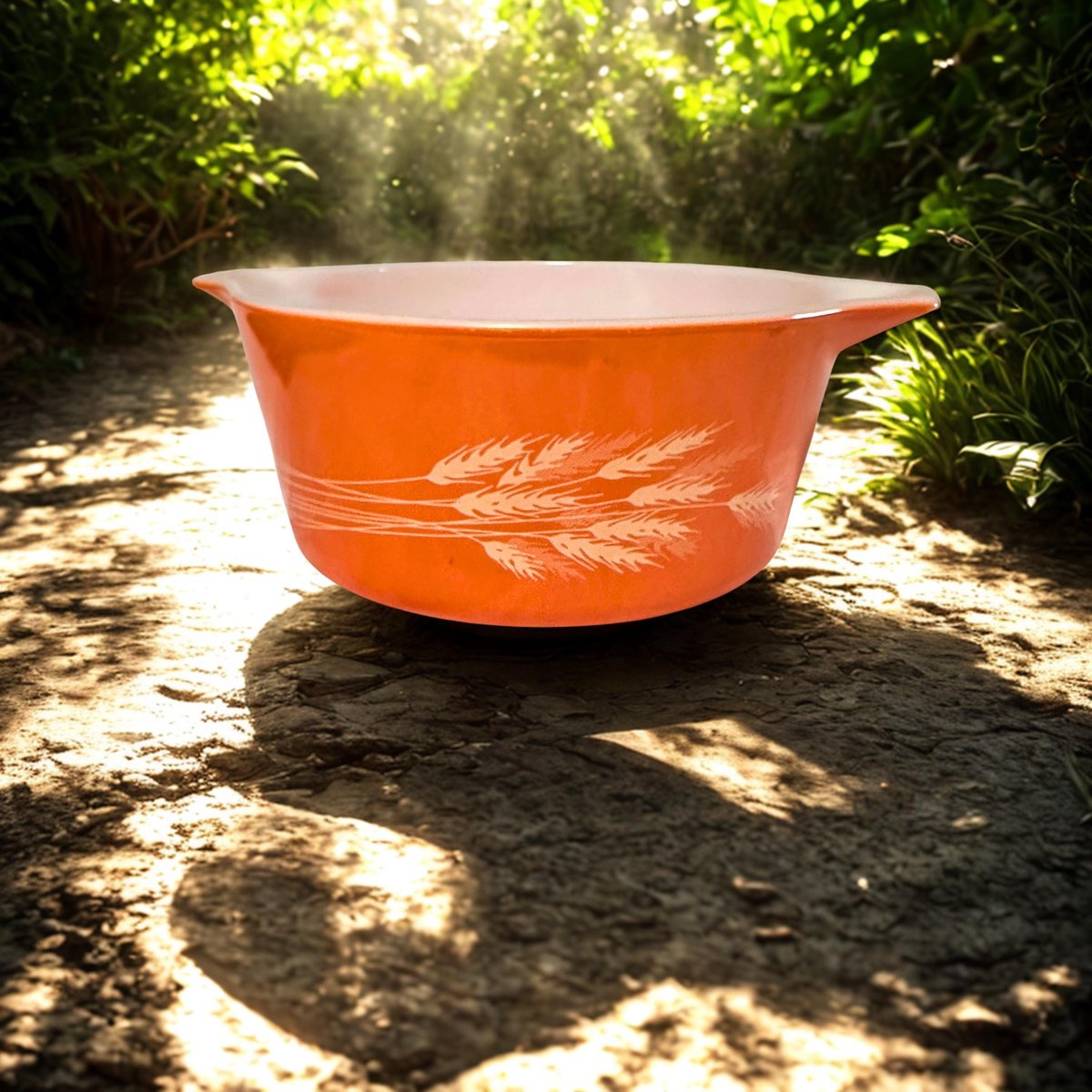 Pyrex Bowl Autumn Harvest Wheat, Orange Vintage Kitchen Decor
