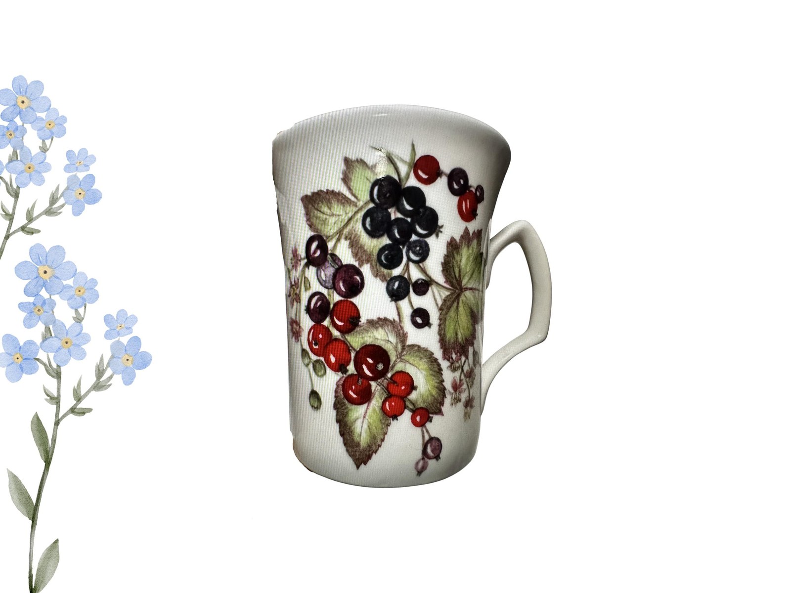 Queensway Fruit Currants Bone China Mug with Vintage Design, Staffordshire England