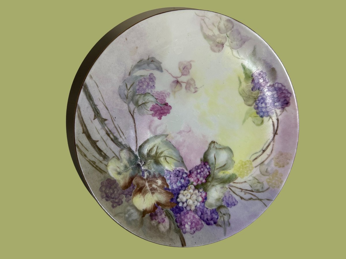 Retro Ceramic Botanical Decor Plate, Hand Painted Wall Art