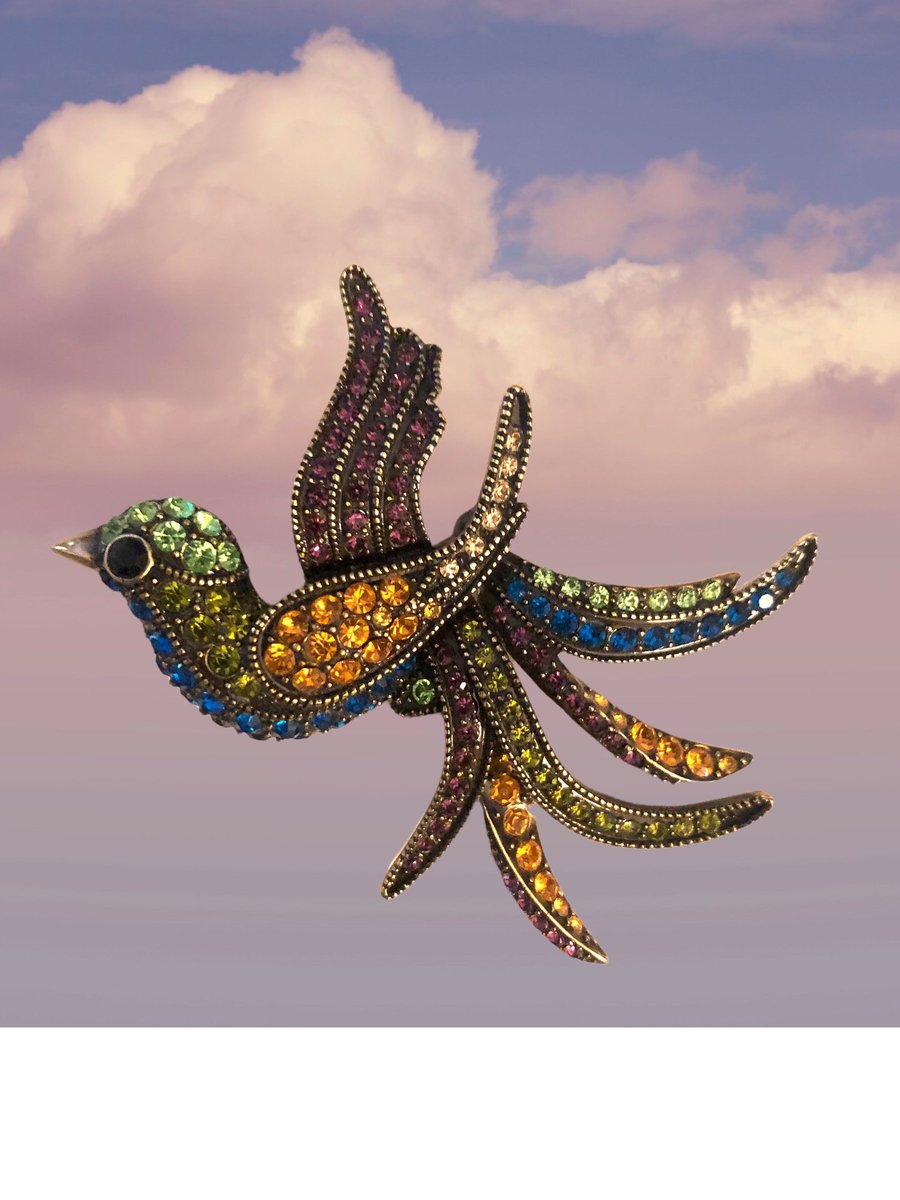 Retro Swallow Bird Brooch, Colorful Rhinestone Lapel Pin