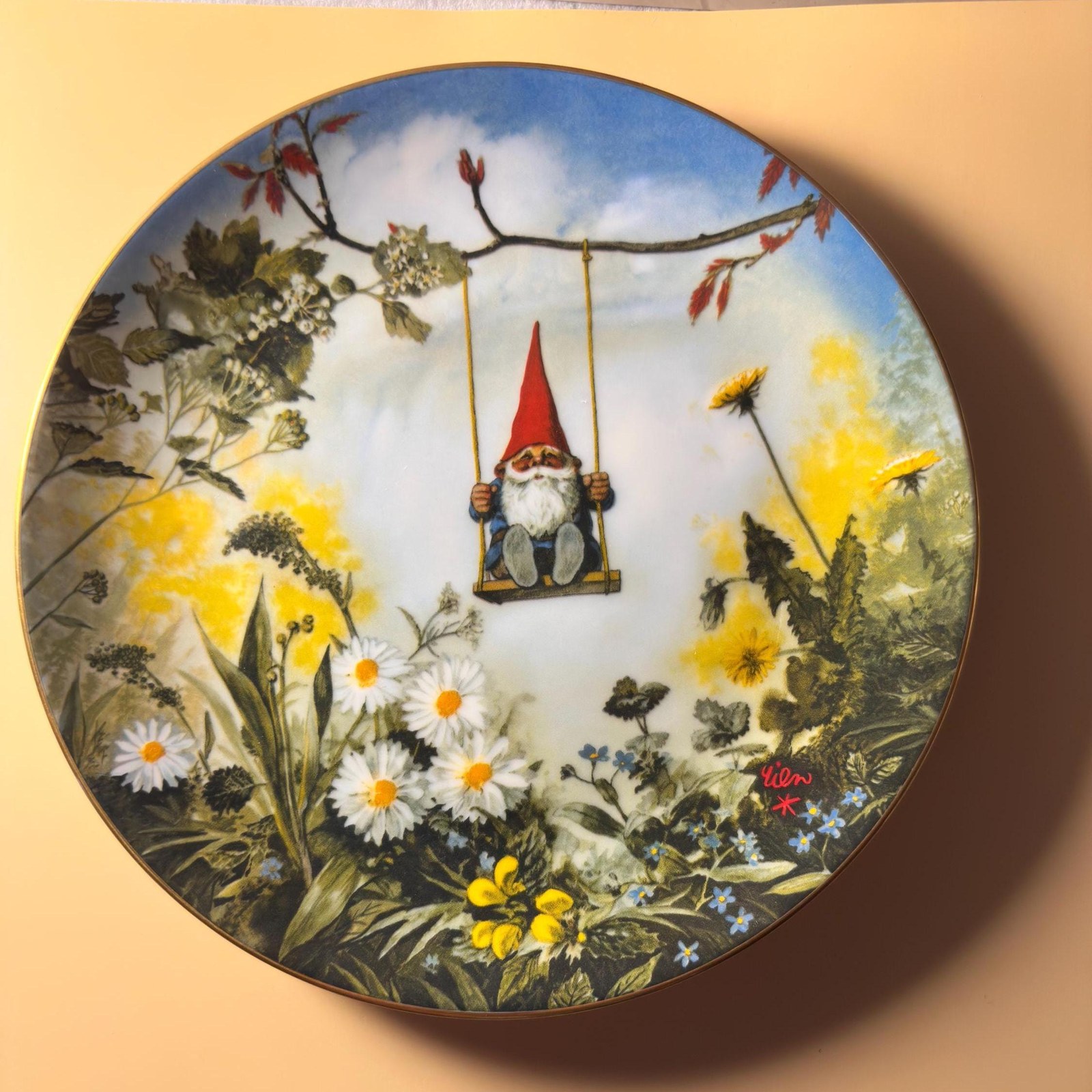 Rien Poortvliet Wall Decor | Gnome Plate | Little Swinger | Fantasy Art