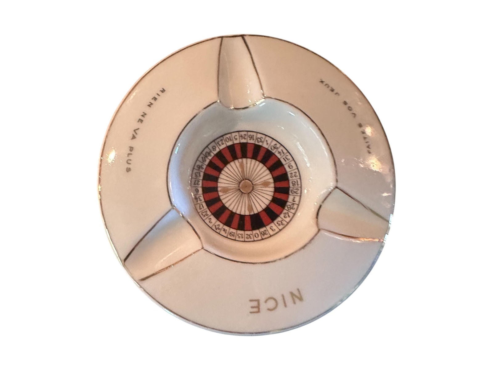Roulette Wheel Limoges Porcelain Vintage Ceramic Ashtray