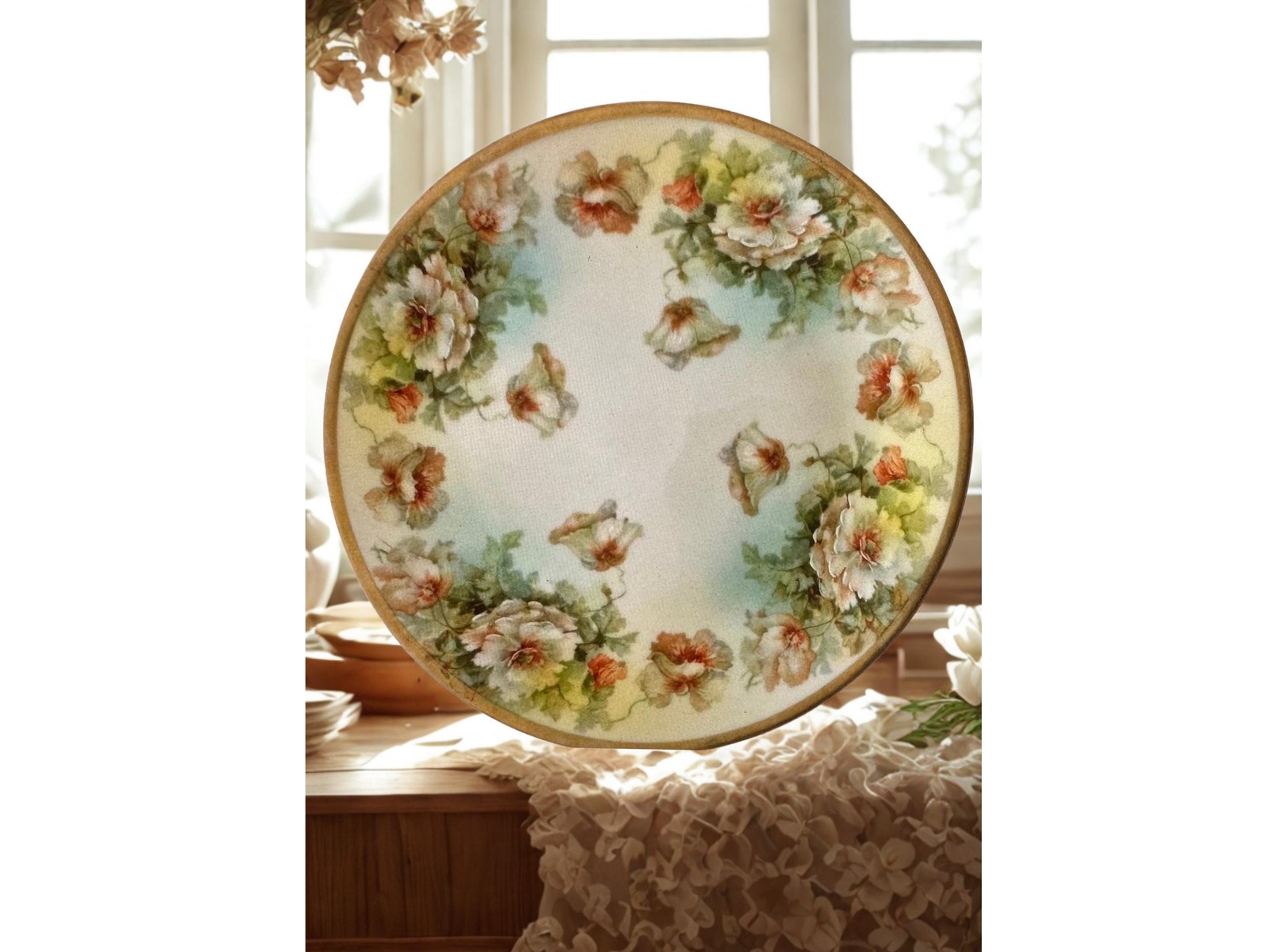 Royal Rudolstadt Plate, Victorian Porcelain Botanical Wall Art