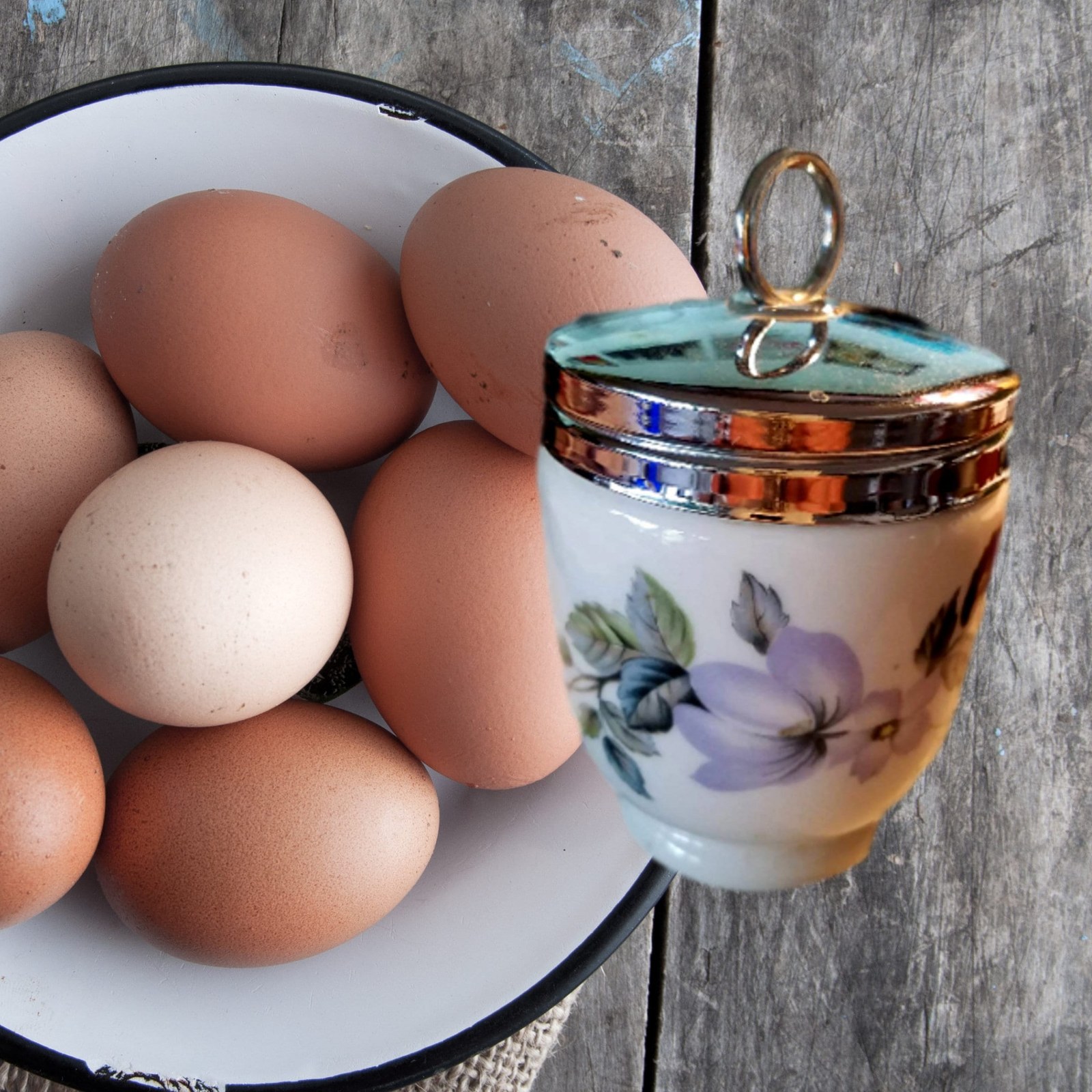 Royal Worcester June Garland Egg Coddler | King Size Egg Server