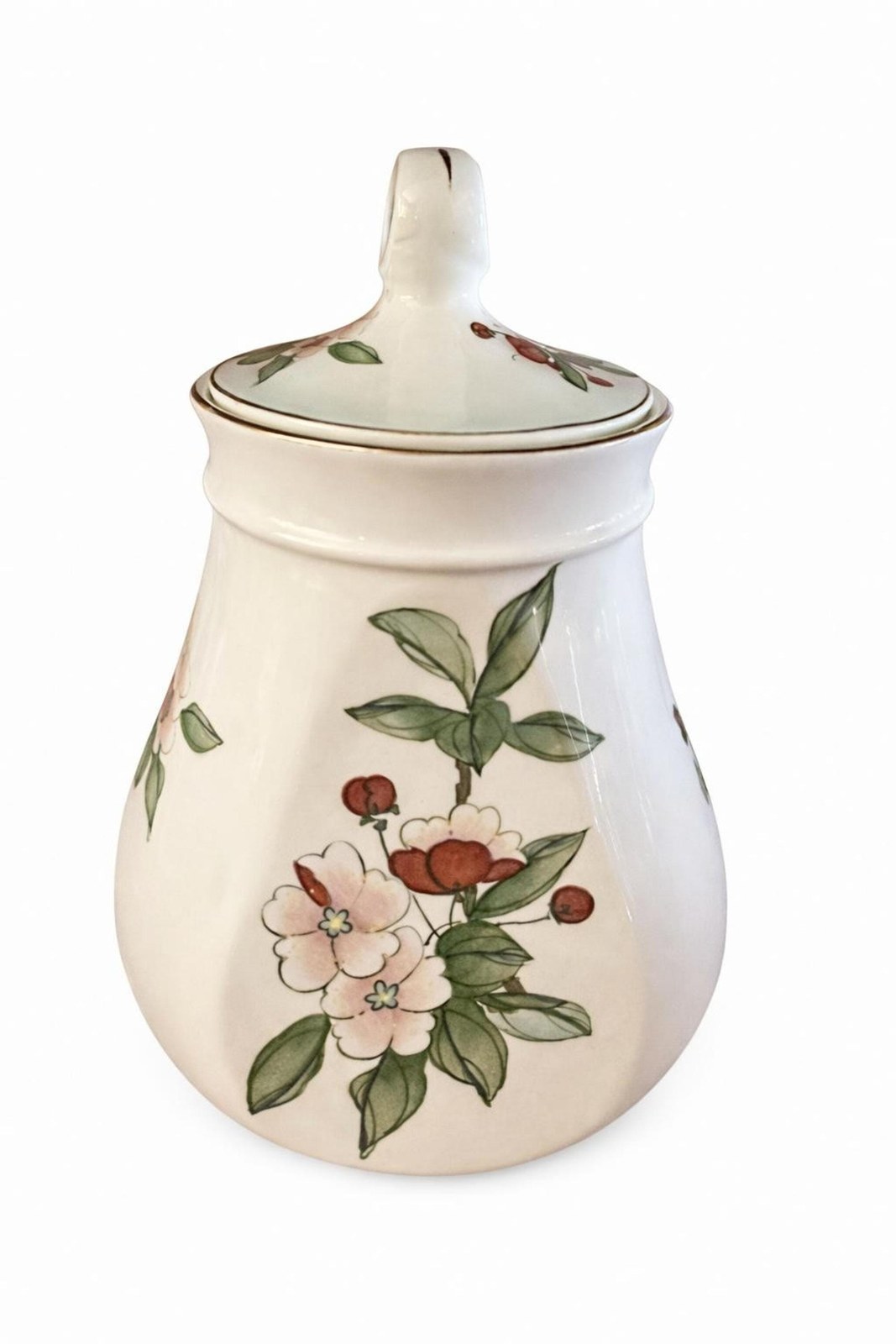 Royal Worcester Palissy Floral Biscuit Jar | Hand Painted English Ceramic Cookie Container