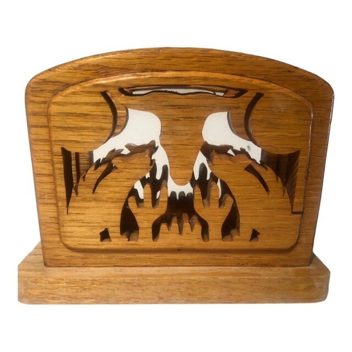 Rustic Wooden Napkin Holder with Westward Ho Style Paper Napkins