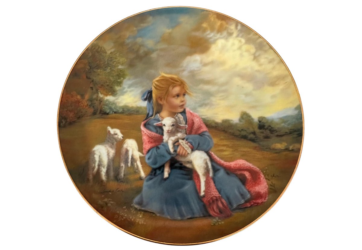Sandra Kuck Winds Of March Lambs Scene Porcelain Wall Display Plate