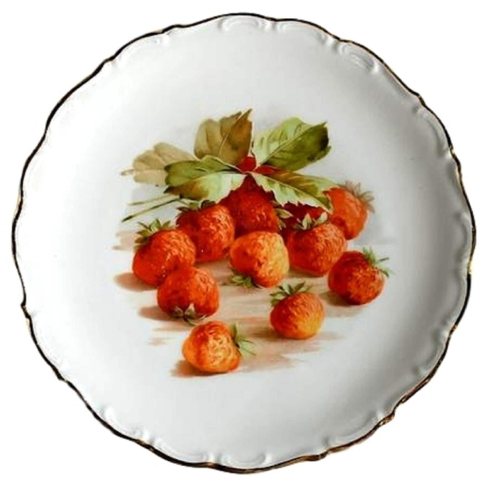 Schumann Arzberg, Red and White Plate, Strawberry Design China, Gold Rim Wall Decor