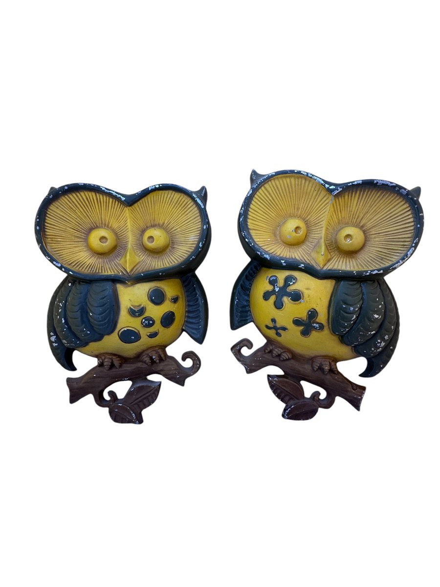 Sexton Wall Art Cast Metal Owl, 1970s Retro Sculpture