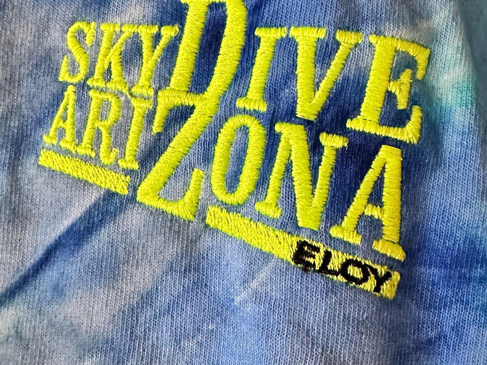 Sky Dive T-shirt Skydiver Parachute Eloy Arizona Blue Tie-Dye Large