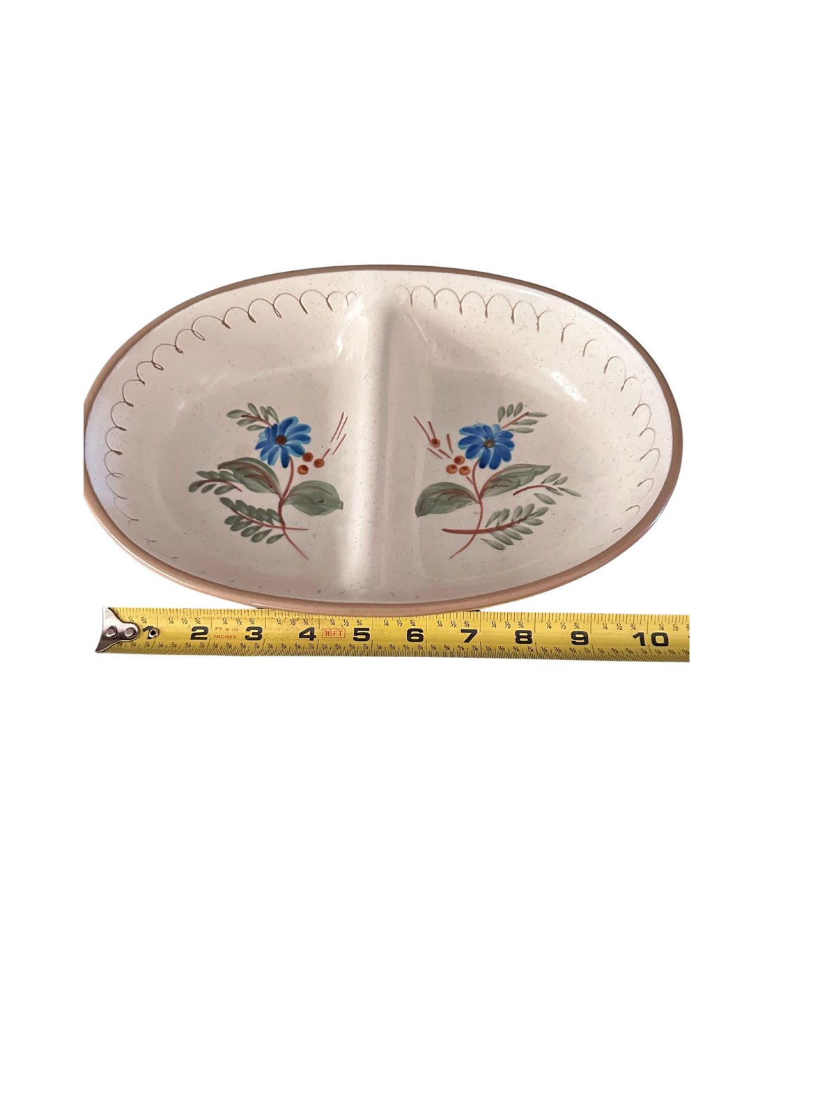 Stangl Pottery Botanical Server Blue Daisy Divided Serving Bowl