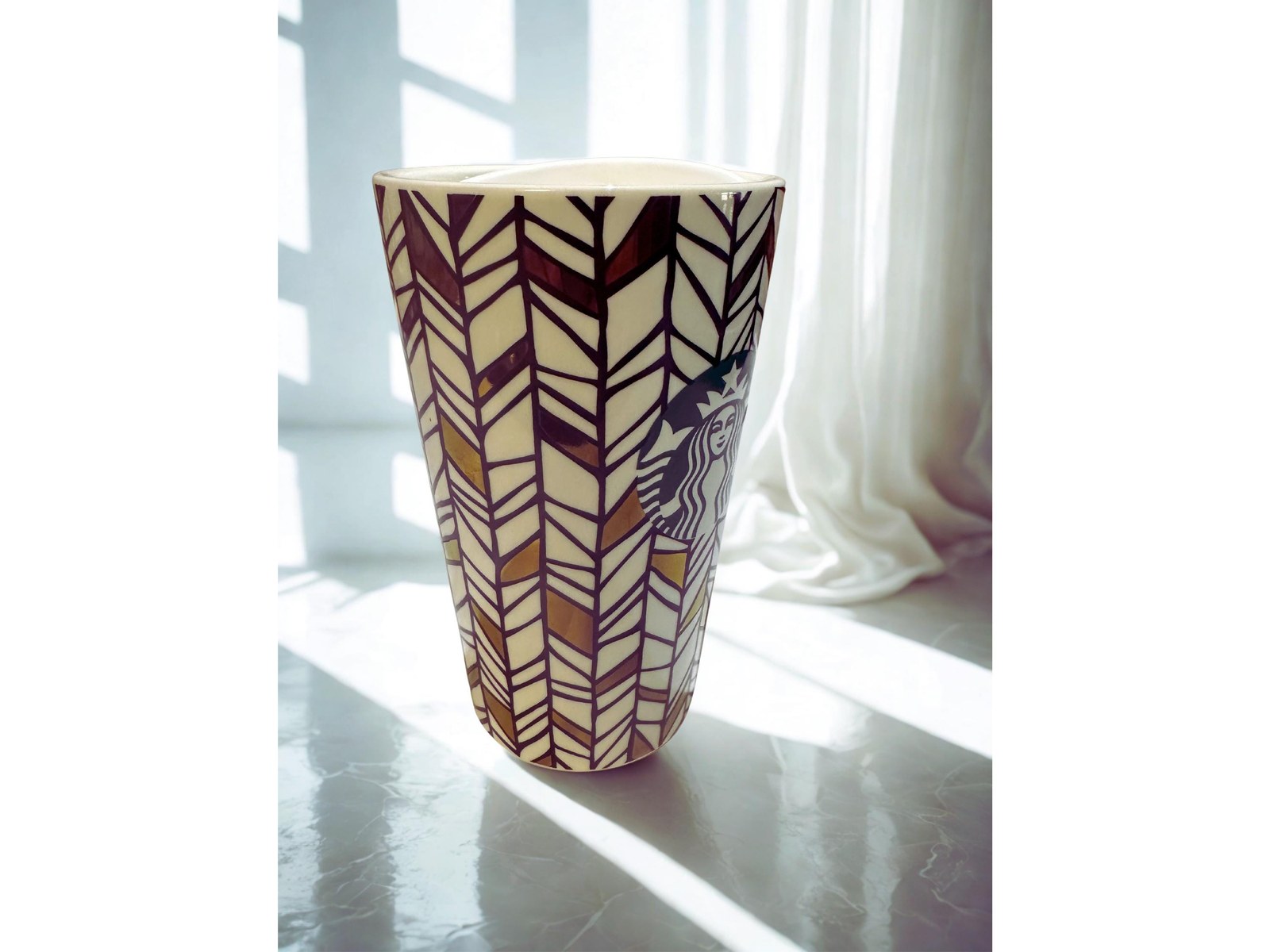 Starbucks Tumbler, Travel Tumbler 14oz, Gold Geometric Design, No Microwave
