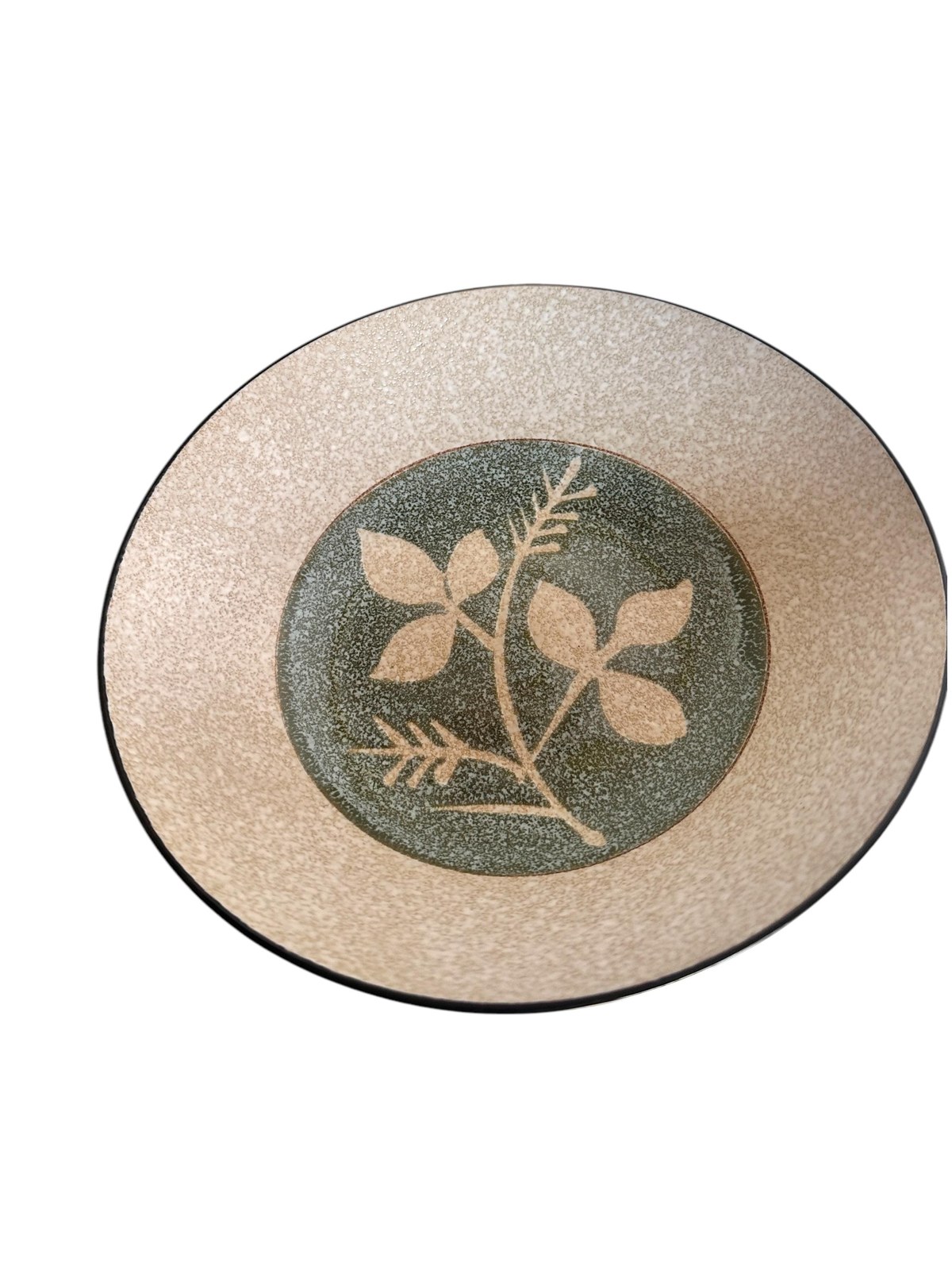 Ucago Stoneware Serving Bowl, Medallion Pattern, Leaf Motif, Farmhouse Serving
