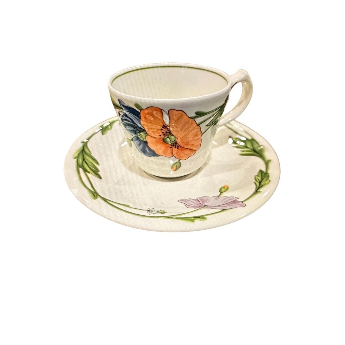 Villeroy & Boch Set of 3 Coffee Cups | Retired Amapola Design | Porcelain Floral Poppy Design