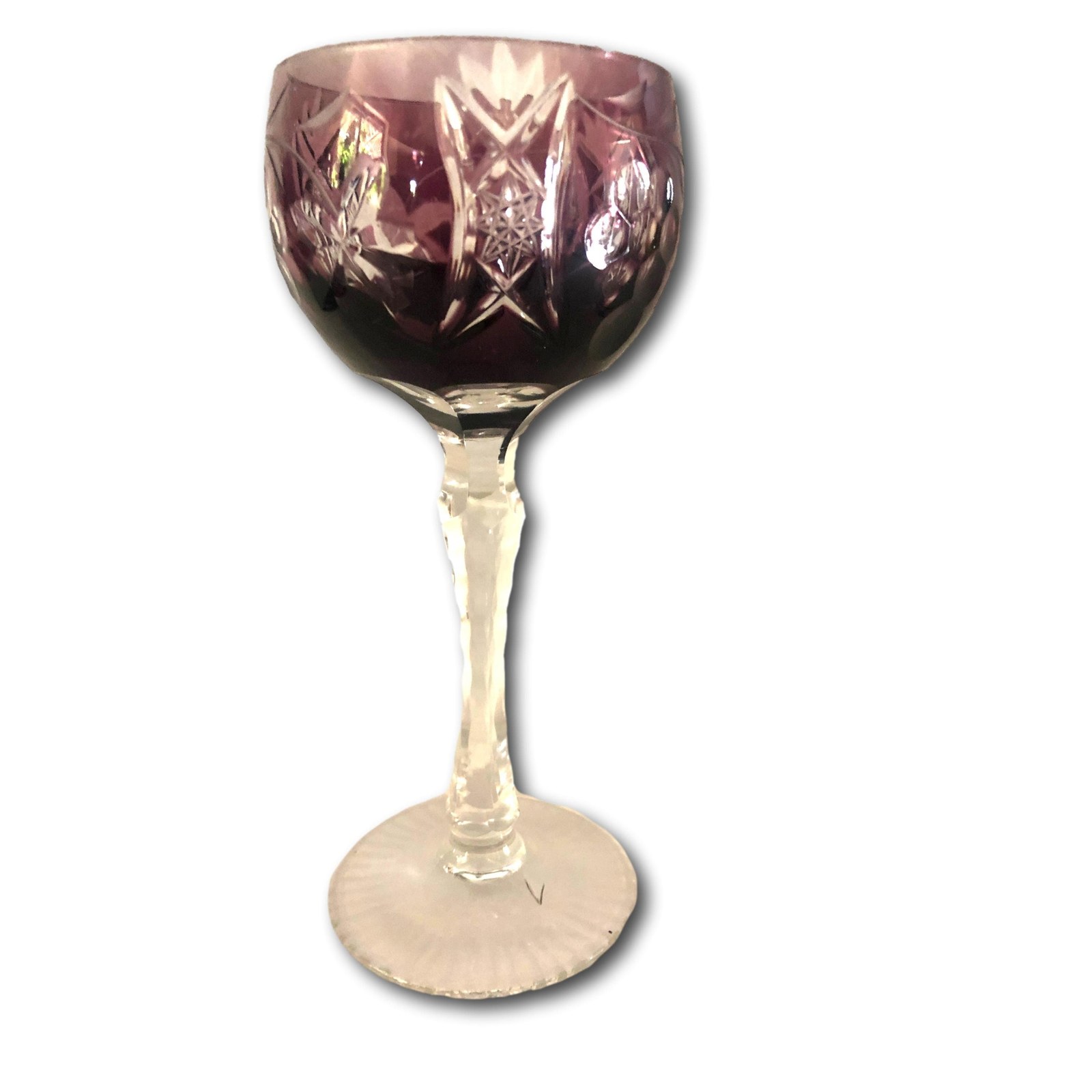 Vintage Amethyst Purple Ajka of Hungary Marsala Wine Glass Goblet Crystal Stemware