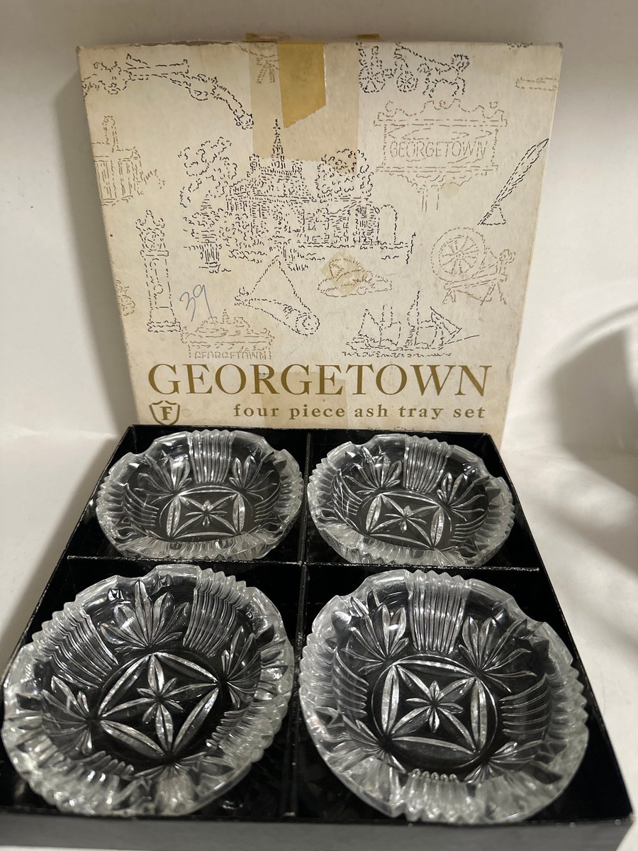 Vintage Ashtray Set Federal Clear Glass Ash Tray Georgetown Crystal