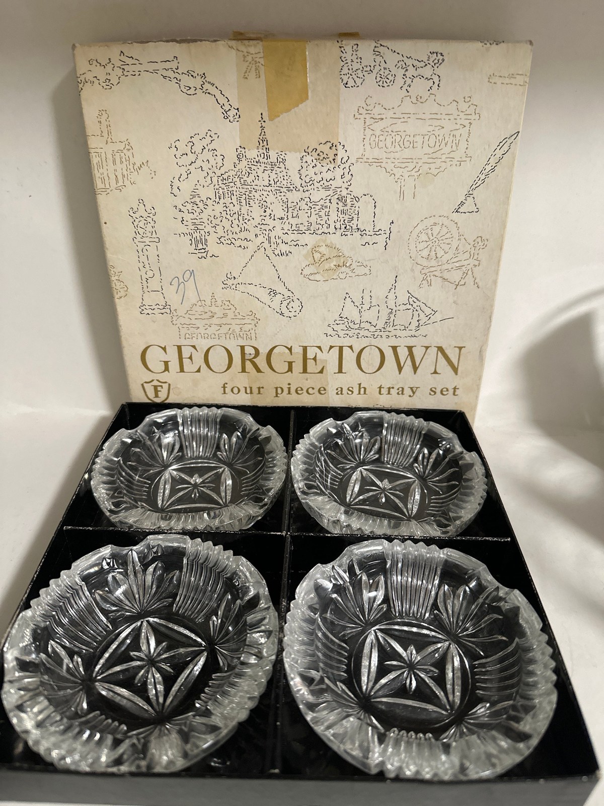 Vintage Ashtray Set Federal Clear Glass Ash Tray Georgetown Crystal