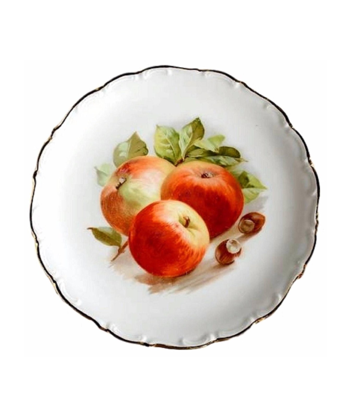Vintage Bavarian Schumann China Apples and Nuts Art Plate: Still Life, Arzberg Germany