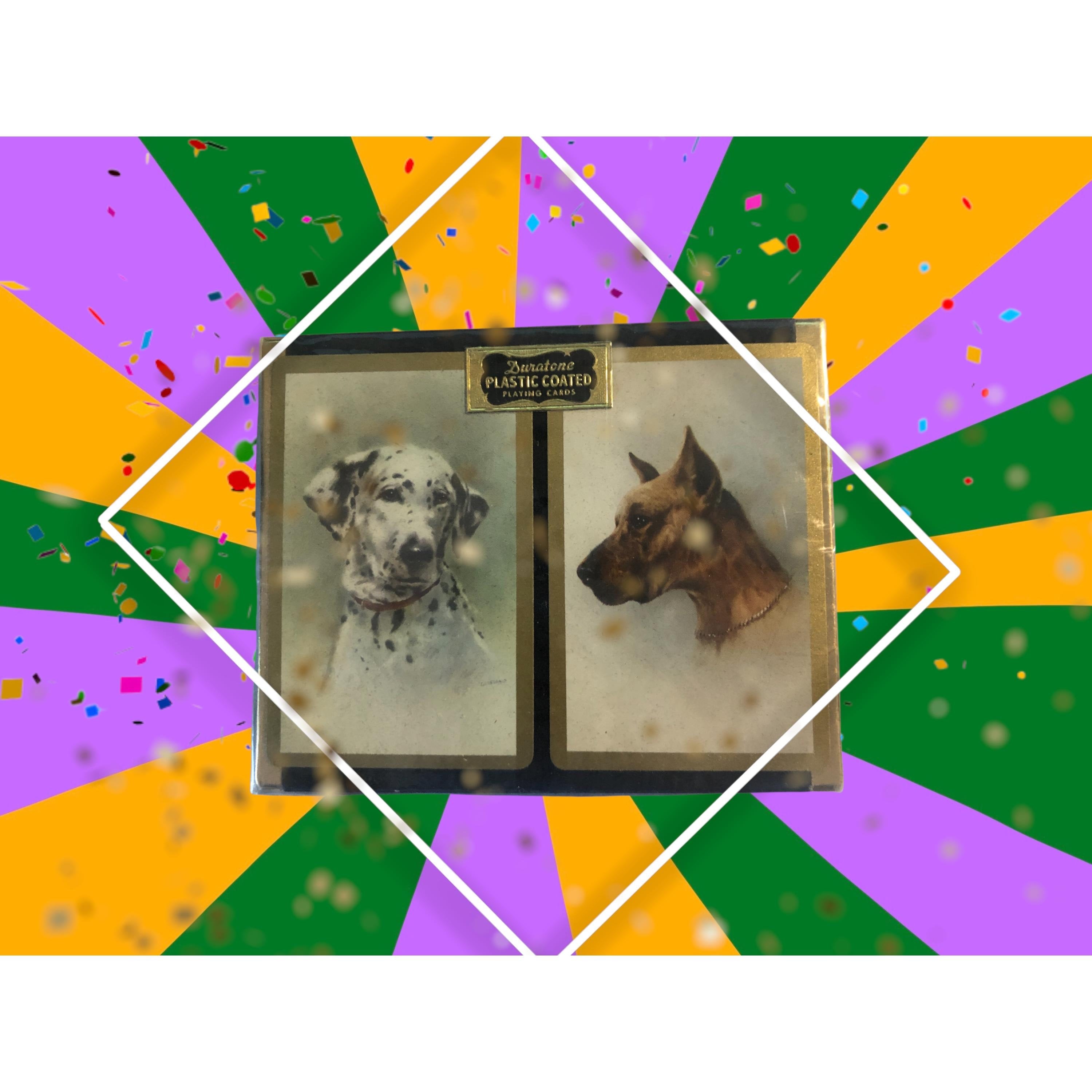 Vintage Duratone Dog Playing Cards | Dalmatian & Great Dane Double Deck